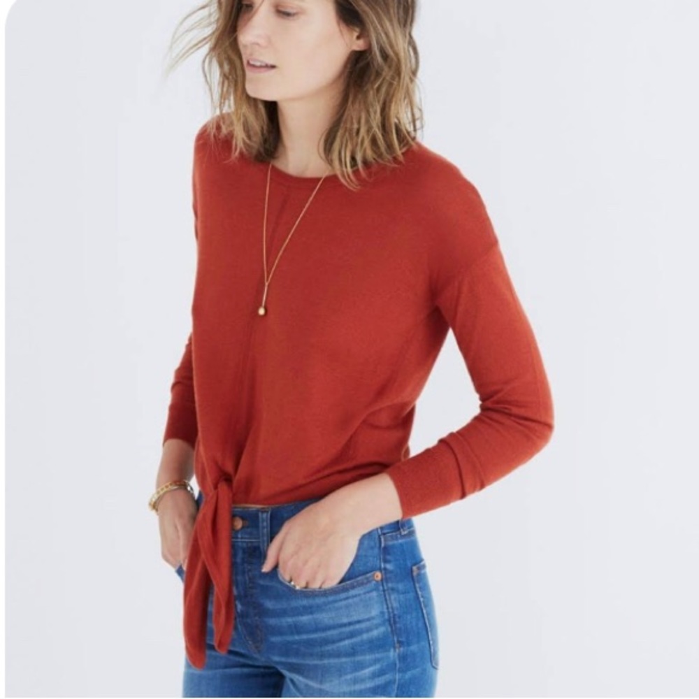 Madewell Sweater - Modern Tie Front - Rusty Red